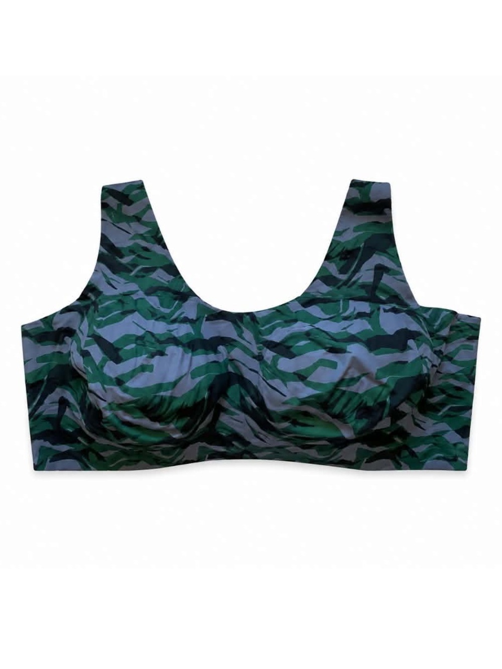 Knixx Camouflage Wireless Full-Coverage Bra Green/Black – Size XXXXL+ EUC